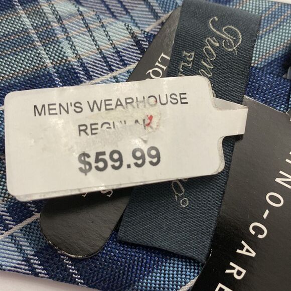 Pronto Uomo mens wearhouse blue white plaid regular length 28 1/2 inches - Picture 5 of 7